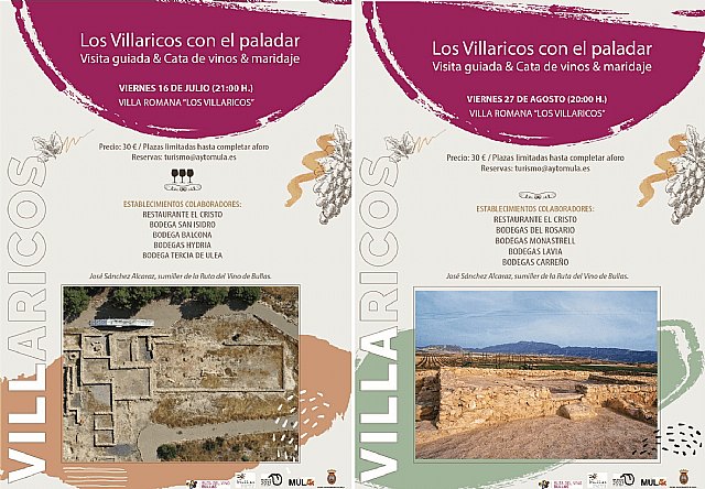 Turismo y la Ruta del Vino organizan dos cenas maridaje en el entorno del yacimiento de Los Villaricos