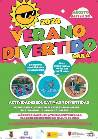 Apertura de inscripciones para la Escuela de Verano de agosto en Mula y pedanías y el Campus Deportivo financiado por el Ministerio de Igualdad de España