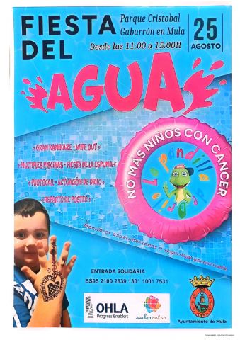 El Ayuntamiento de Mula organiza la “Fiesta del Agua Solidaria” para visibilizar el cáncer infantil