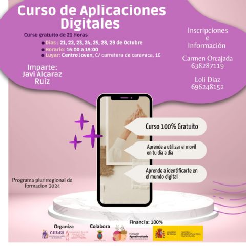 La concejalía de Mujer e Igualdad colabora en la organización del «Curso de Aplicaciones Digitales» para mujeres rurales