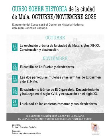 Nueva edición del Curso sobre Historia de la ciudad de Mula? Nueva edición del Curso sobre Historia de la ciudad de Mula?